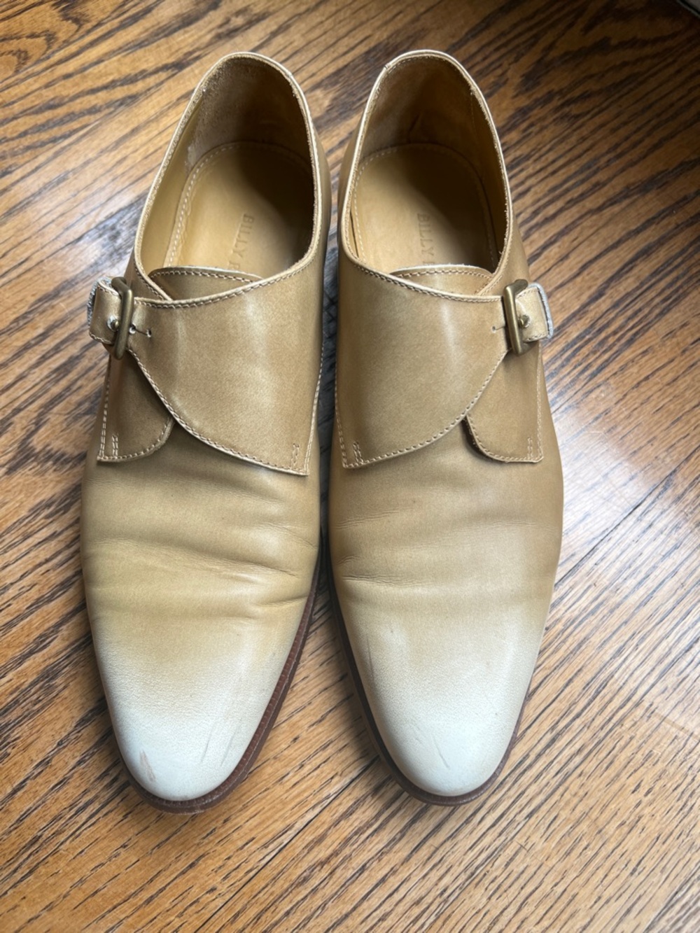 Women's Billy Reid Two-Tone Tan and Cream Single Monk Strap Shoes